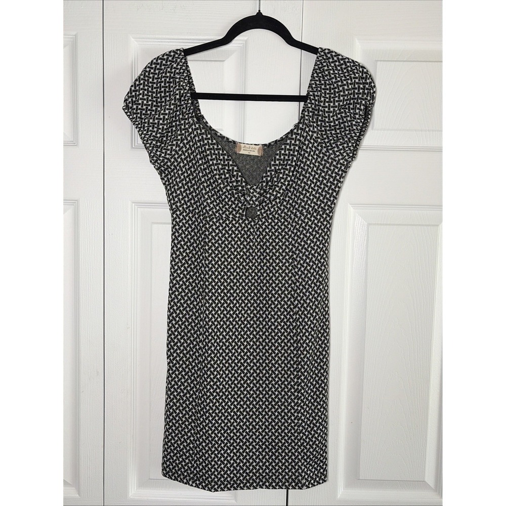 Altar'd State Bodycon Dress Womens Size M Black White Y2K Lurex Knit Shimmer Mod